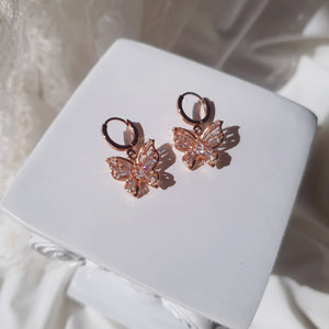 Butterfly Fairy Huggies Earrings - Rosegold