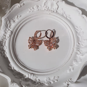 Butterfly Fairy Huggies Earrings - Rosegold