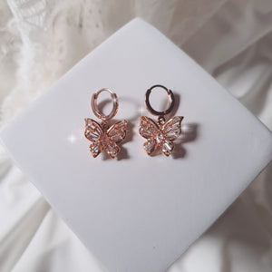 Butterfly Fairy Huggies Earrings - Rosegold