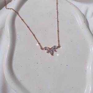 Heavenly Crystal Semi Choker Necklace - Rosegold