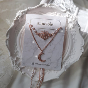 Art Nouveau Moon - necklace - Rosegold ver.