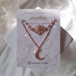 Art Nouveau Moon - necklace - Rosegold ver.