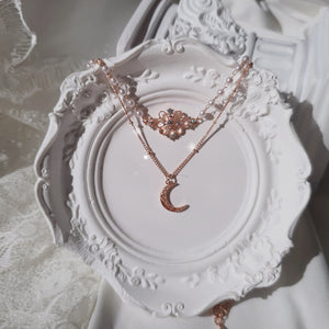 Art Nouveau Moon - necklace - Rosegold ver.