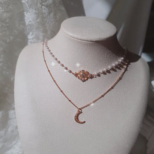 Art Nouveau Moon - necklace - Rosegold ver.