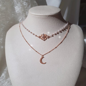 Art Nouveau Moon - necklace - Rosegold ver.