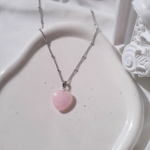 Ethnic Heart Stone Necklace - Pink