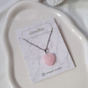 Ethnic Heart Stone Necklace - Pink