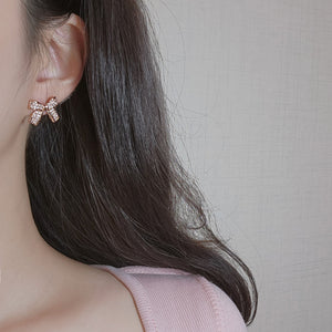 Delicate Bow Earrings - Rosegold