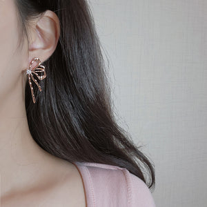 Metalic Liquid Ribbon Earrings - Rosegold