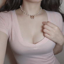 Load image into Gallery viewer, Adorable Ribbon Pearl Choker - Rosegold ver.