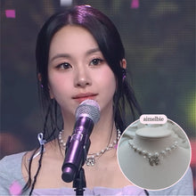 Load image into Gallery viewer, [TWICE Chaeyoung Necklace] Adorable Ribbon Pearl Choker - Silver ver.