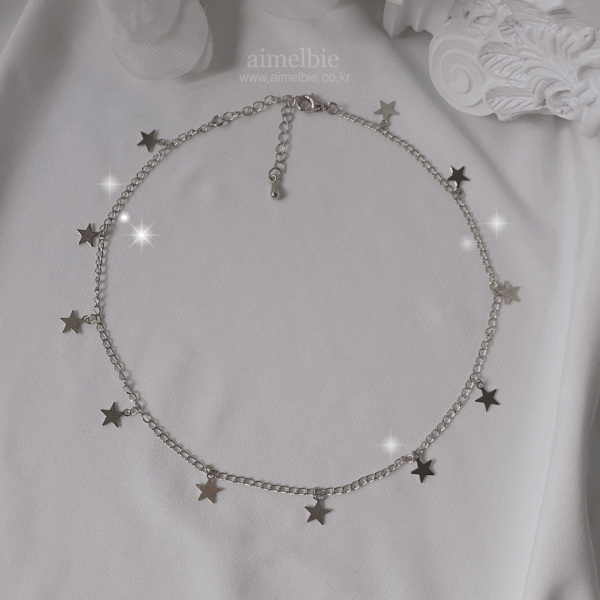 [Aespa Karina Necklace] Little Stars Choker Necklace - Silver