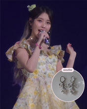 Load image into Gallery viewer, [IU Earrings] Dainty Heart Crystal and Ribbon Huggies Earrings - Silver Color