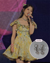 Load image into Gallery viewer, [IU Earrings] Dainty Heart Crystal and Ribbon Huggies Earrings - Silver Color