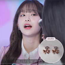 Load image into Gallery viewer, [Chuu Earrings] Heart Crystal and Ribbon Earrings - Rosegold