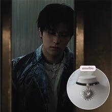 Load image into Gallery viewer, [Stray Kids Seungmin, IU Necklace] Heart Supernova Leather Choker - Silver ver.