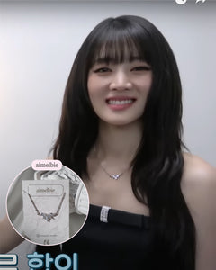 [IVE Wonyoung Necklace] Heavenly Crystal Semi Choker Necklace - Silver