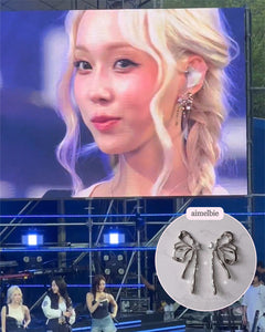 [Aespa Winter, NingNing Earrings] Metalic Liquid Ribbon Earrings - Silver Color