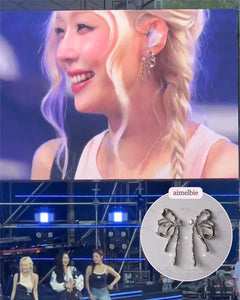 [Aespa Winter, NingNing Earrings] Metalic Liquid Ribbon Earrings - Silver Color