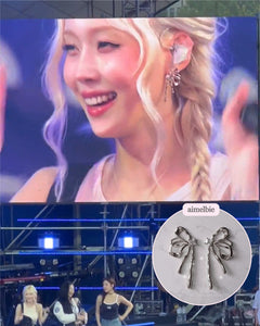 [Aespa Winter, NingNing Earrings] Metalic Liquid Ribbon Earrings - Silver Color