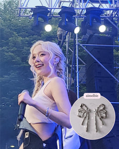 [Aespa Winter, NingNing Earrings] Metalic Liquid Ribbon Earrings - Silver Color