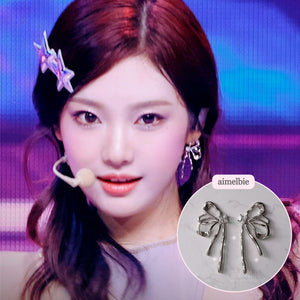 [Aespa Winter, NingNing Earrings] Metalic Liquid Ribbon Earrings - Silver Color