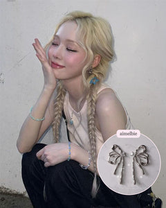 [Aespa Winter, NingNing Earrings] Metalic Liquid Ribbon Earrings - Silver Color