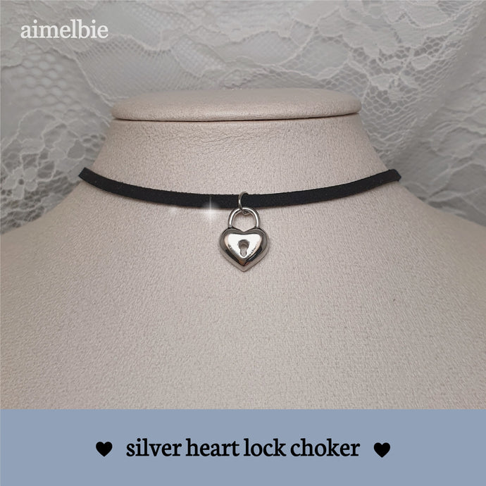 Silver Heart Lock Choker (Billlie Tsuki, WJSN Soobin Choker)