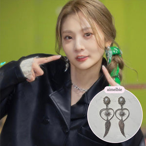 Silver Angel Heart Earrings (STAYC J Earrings)