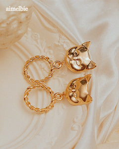 Melbie The Cat Series - Antique Cat Knobs Earrings (Gold ver.)