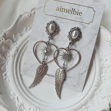 Load image into Gallery viewer, Silver Angel Heart Earrings (STAYC J Earrings)