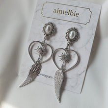 Load image into Gallery viewer, Silver Angel Heart Earrings (STAYC J Earrings)