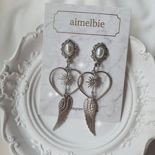 Load image into Gallery viewer, Silver Angel Heart Earrings (STAYC J Earrings)