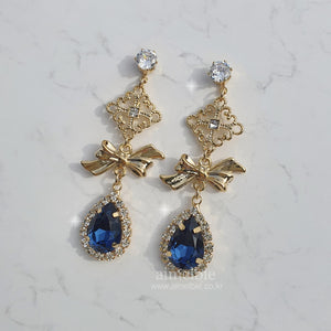 Oriental Princess Earrings - Navy