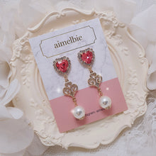 Load image into Gallery viewer, Rosepink Heart Princess Earrings