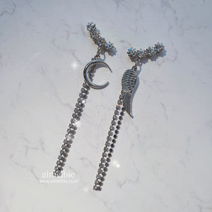 Moon Angel Earrings - Silver