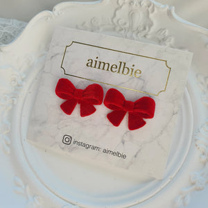 Red Ribbon Earrings - Small