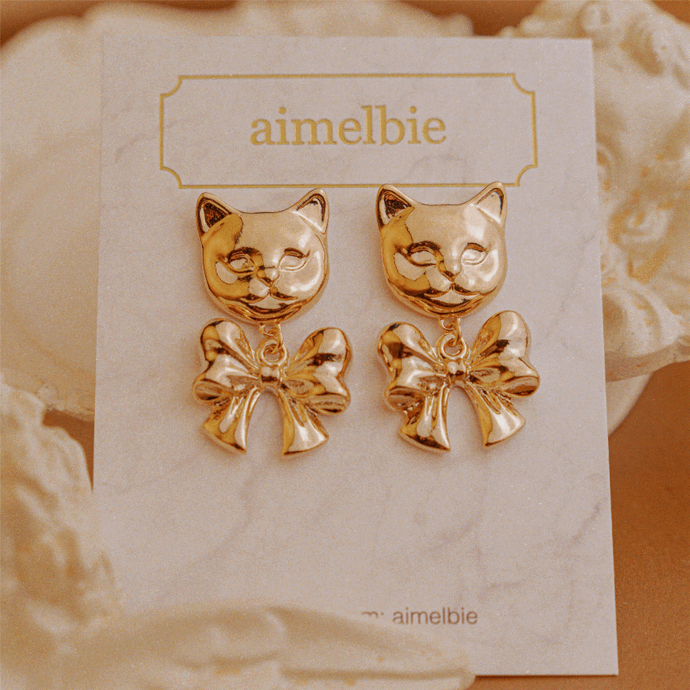 Melbie The Cat Series - Adorable Ribbon Earrings